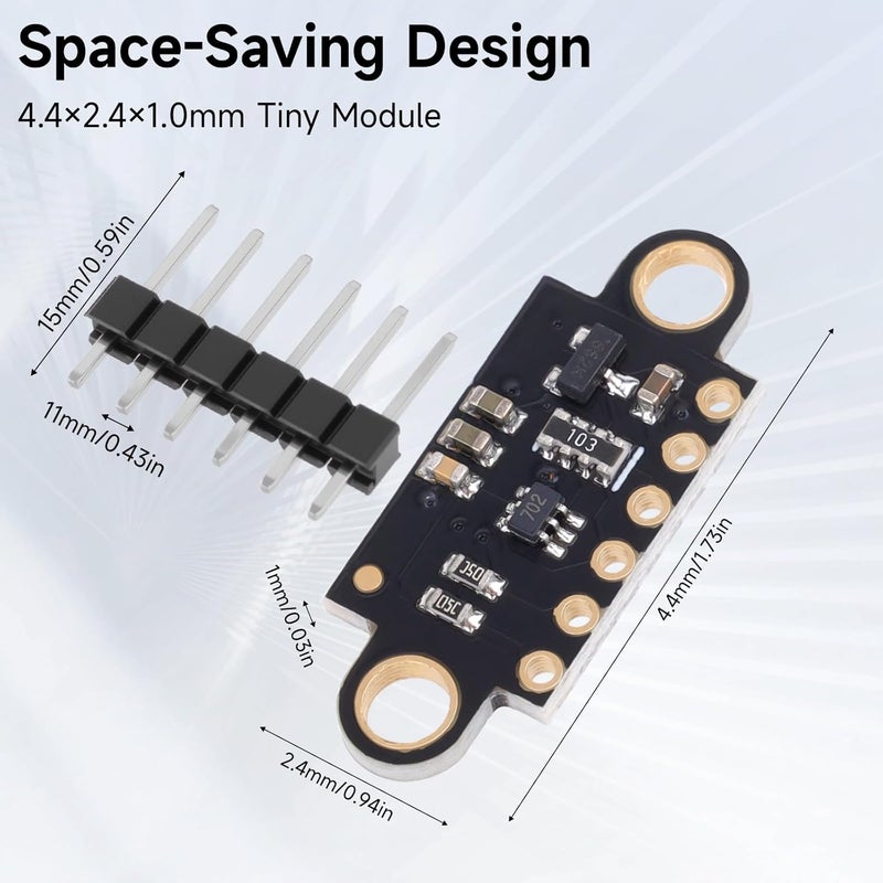 MakerHawk 5 Pcs VL53L0X Lidar Sensor 2m Range High Precision Single-Point Distance Sensor Compact Lightweight ToF Module with I2C Interface for Arduino Raspberry Pi Robot IoT Projects Smart Homes GY-VL53L0XV2 - Image 5